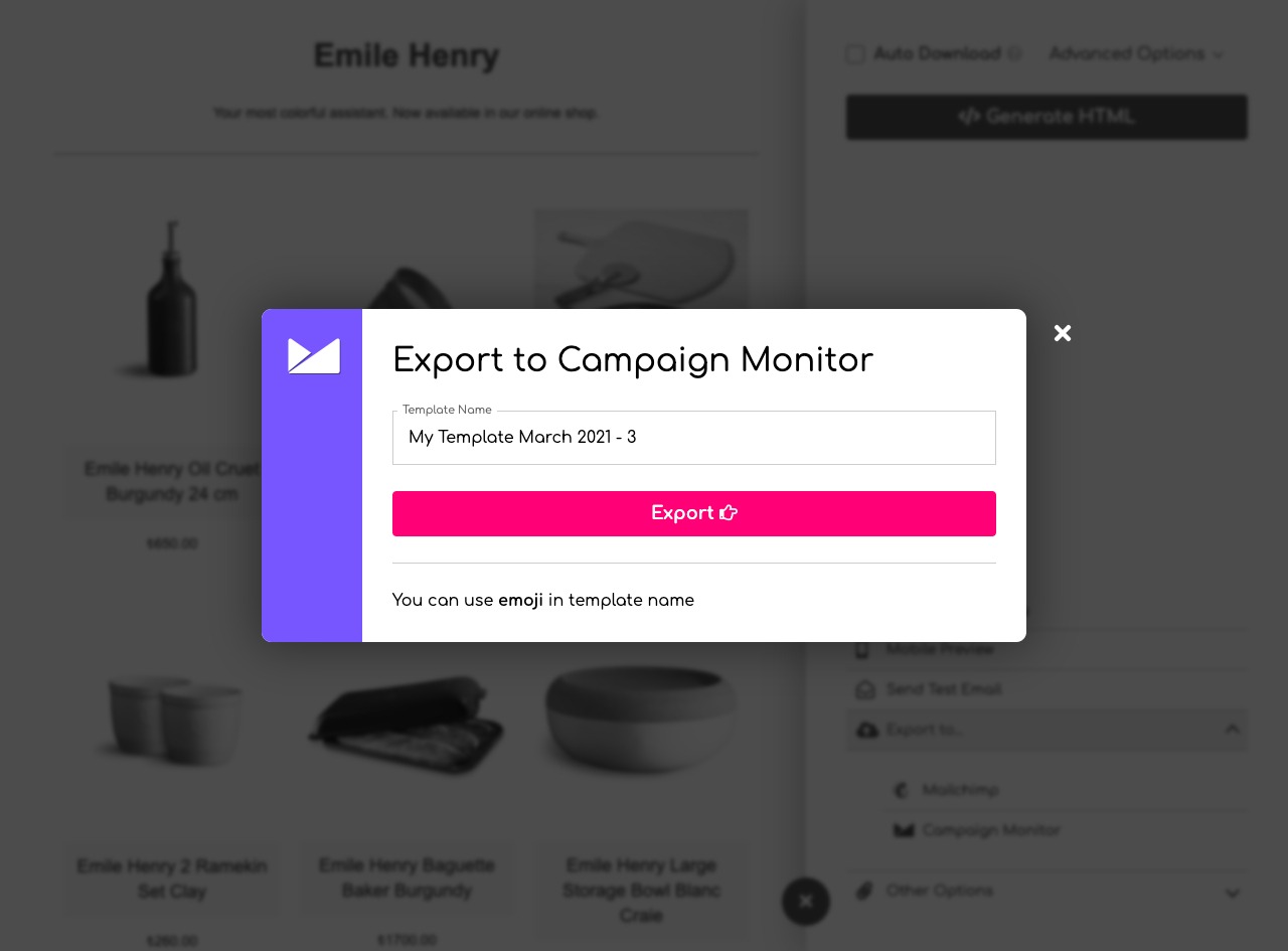 SIPA Mail Creator Screenshot- Campaign Monitor